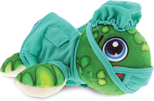 DolliBu Juguete de peluche de Doctor de tortuga marina – Peluche Buddies Sea Turtle Doctor con bonito uniforme y traje de gorra, regalo con