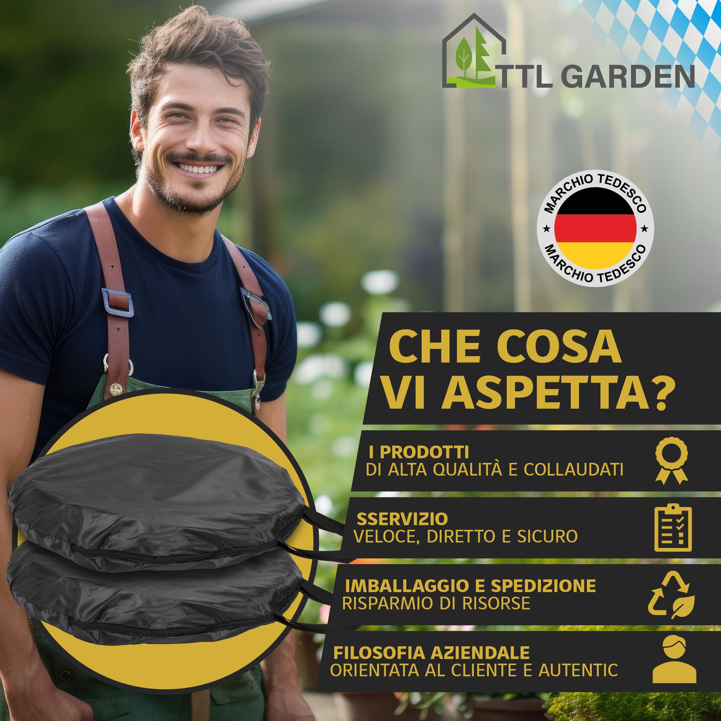 Ttl Garden Black Superior 2 X 170L Pop Up Sacco da Giardino – Doppio Fondo 260 gsm Extra Stabile 600D Oxford Set di 2 Sacchi per rifiuti da Giardino p