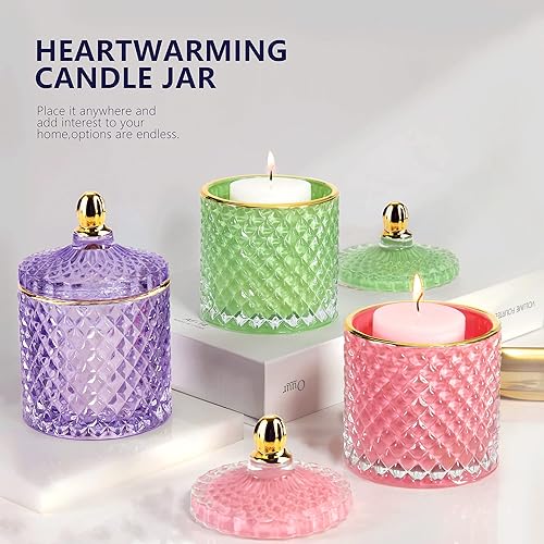 Miniatura 22 de Tarro de caramelo rosa, plato de cristal para dulces con tapa, tarros de cristal con tapas, joyero con tapas, tarro de vidrio decorativo, regalos