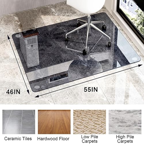 Miniatura 28 de GLSLAND Tapete para silla de vidrio templado de 36 x 46 pulgadas, protector de suelo resistente para alfombras y suelos duros, resistente a
