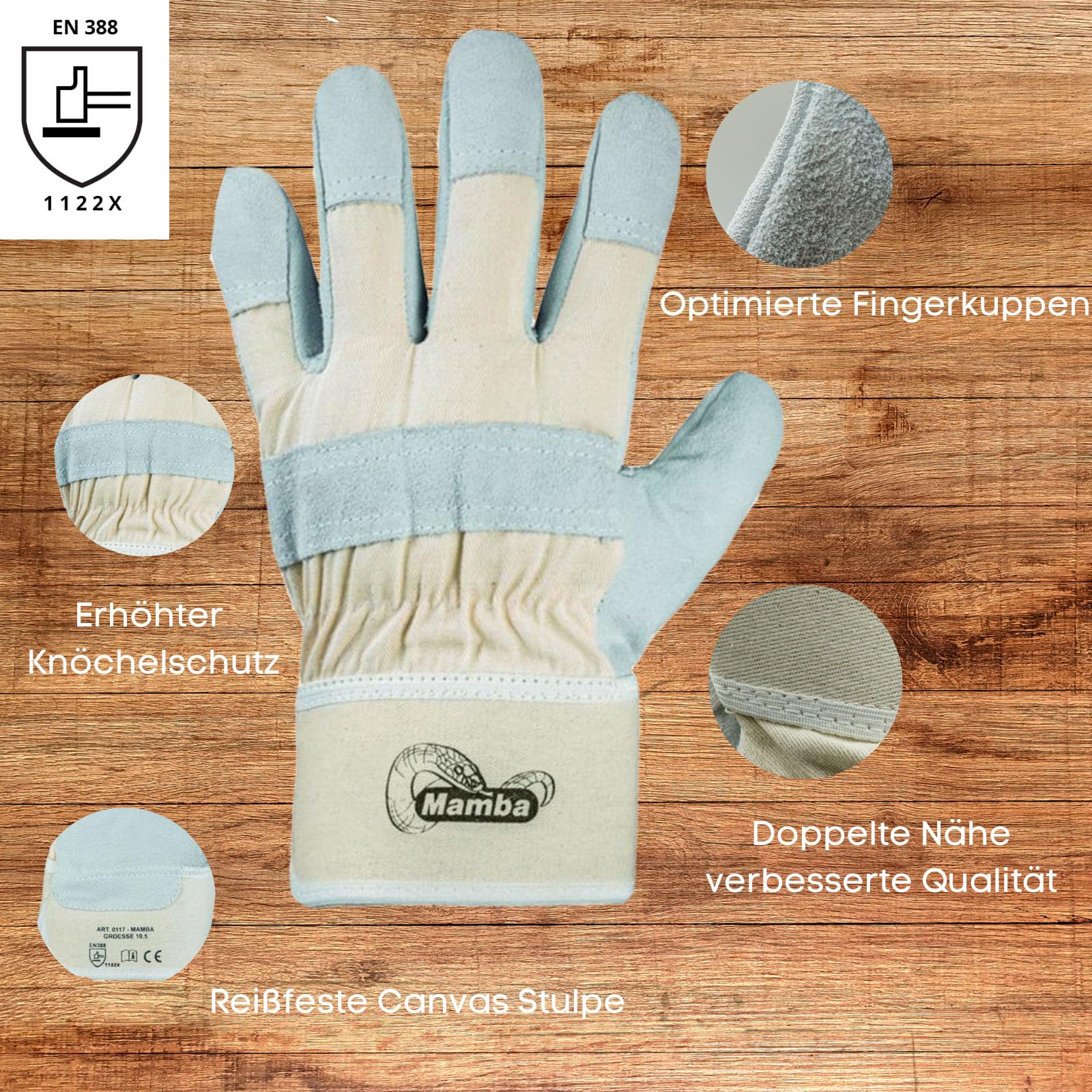 D2D | 120 Paar - Arbeitshandschuhe - Größe: 10,5 - aus Rindspaltleder, Naturfarben - EN388 - Schutzhandschuhe - Gartenhandschuhe - Robust - Montagehandschuh CAT 2