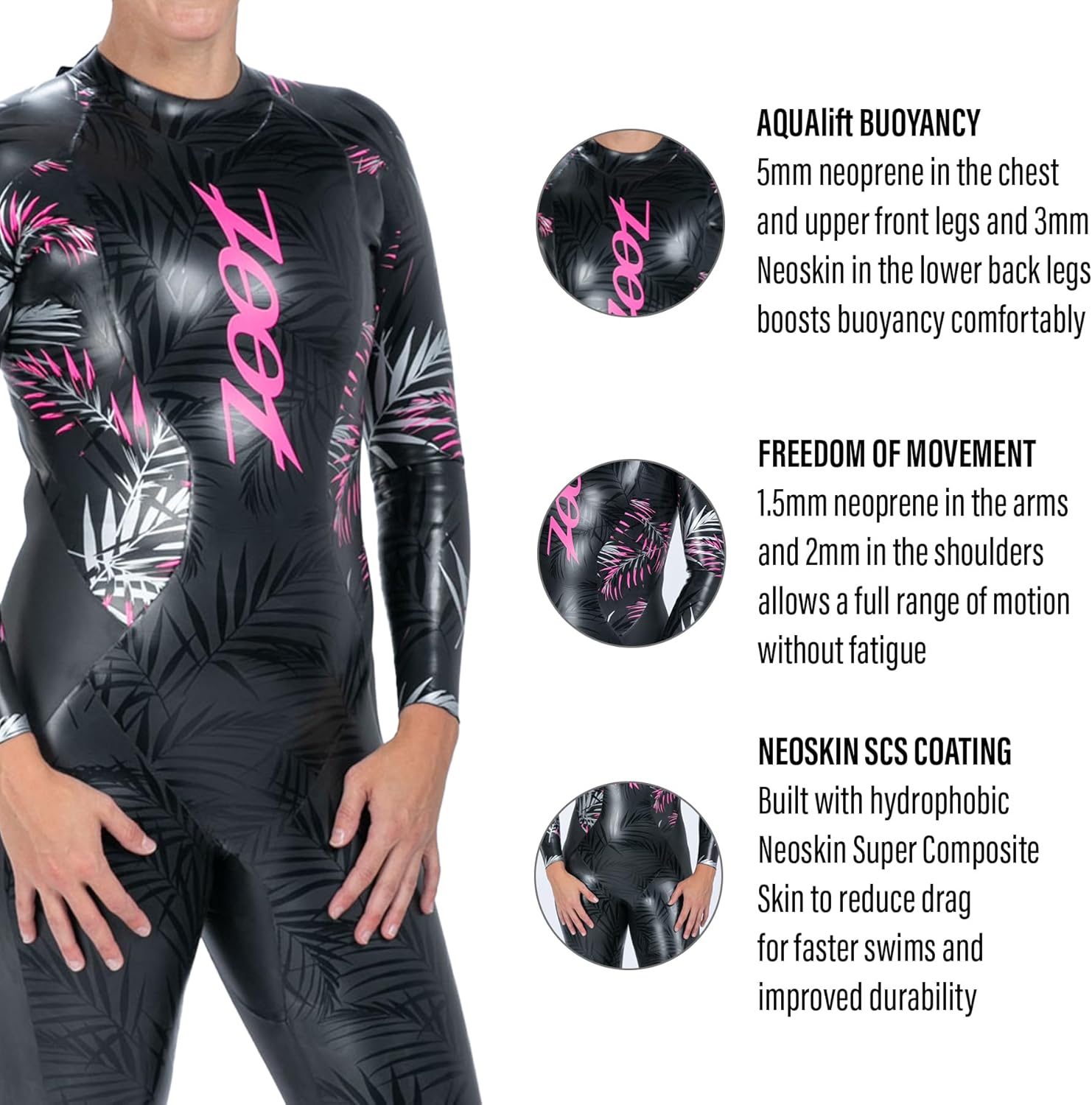 Zoot Women's Maui Wetsuit, Full Sleeve Neoskin Neoprene Buoyancy Suit for Open Water Swimming, Triathlons & Training