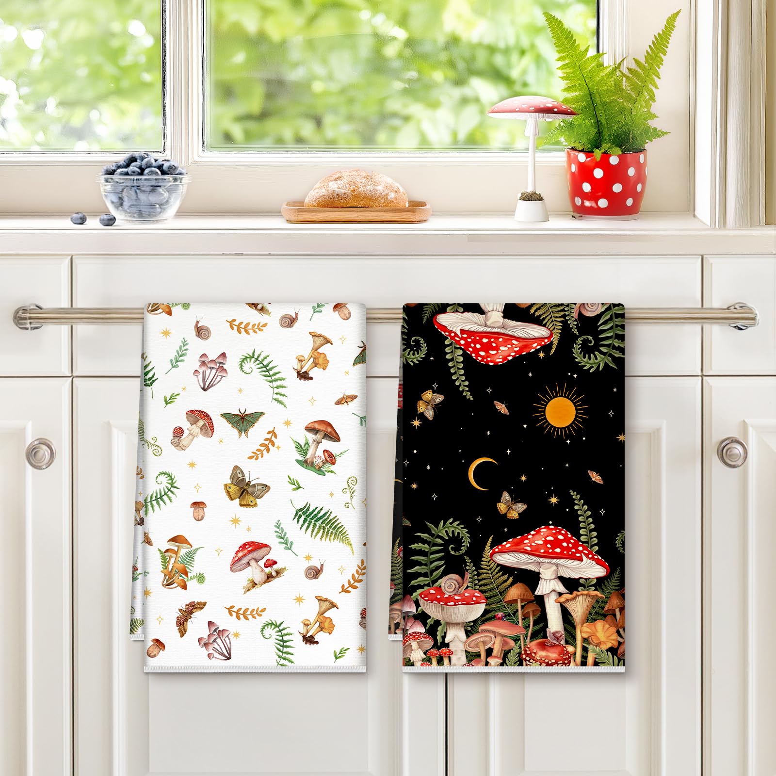 Arquiel Boho Mushroom Microfiber Kitchen Towels, Soft Absorbent Hand Towel 40 × 60 cm - Image 4