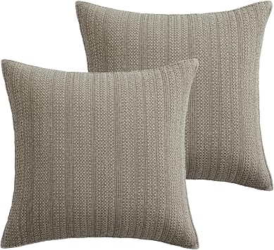 Levtex Home - Loden - Euro Sham Set of 2 - Textured - Taupe - 26x26in., No Insert - Reversible - Cotton