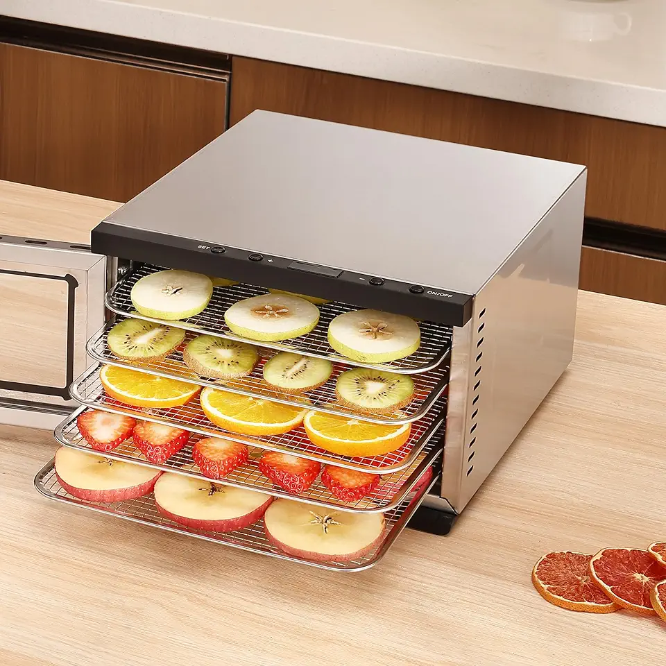 Desidratador De Alimentos - 5 Bandejas De Aço Inoxidável, Temporizador Digital Ajustável, 400 W, 80 °C, Controle De Temperatura, Mini Secador Para Carne Seca, Ervas, Carne, Carne Bovina,