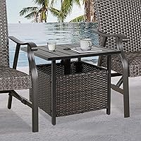 Vista 2 de Soporte de mesa de mimbre del paraguas del patio PE, tabla al aire libre del bistró con el agujero del paraguas