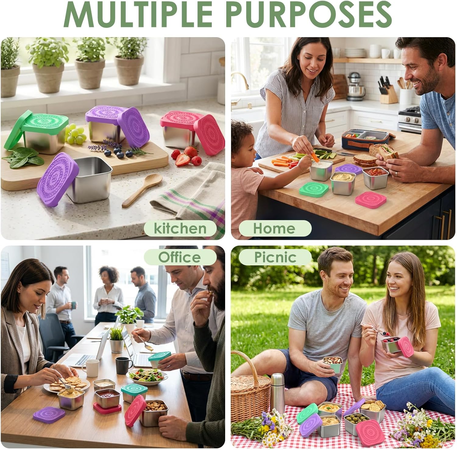 12 Pack 6oz Stainless Steel Snack Containers with Lids, Leak Proof Salad Dressing To Go Containers with Silicone Lids Stackable Reusable Meal Prep Condiment Sauce Cups for Lunch Box, Travel, Picnic