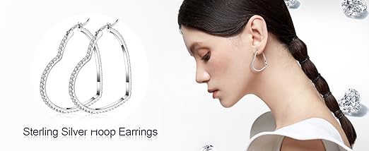 Amazon.com: 925 Sterling Silver Hoop Earrings For Women heart