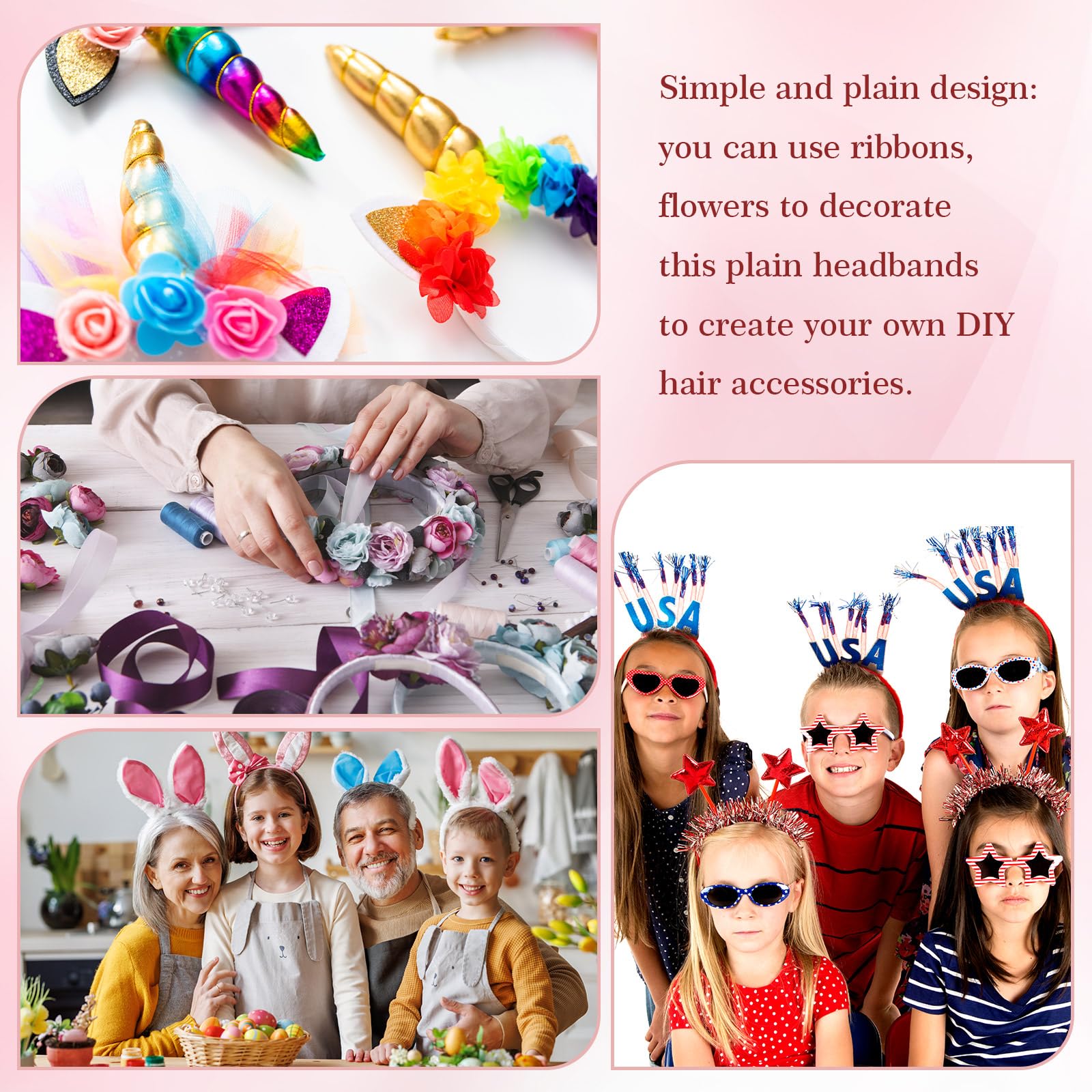 Amazon.com : Hotop 100 Pcs Plastic Headbands Bulk for Women  display picture 1