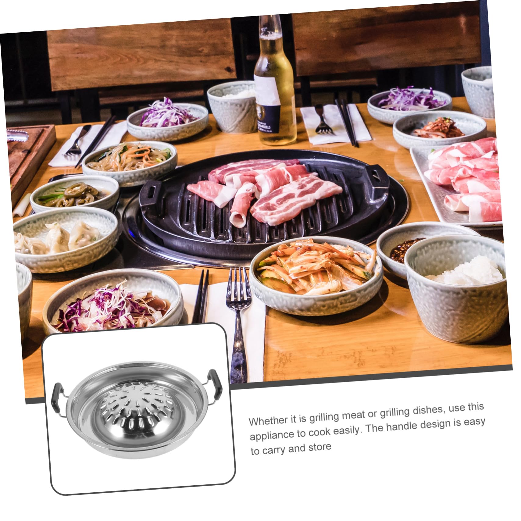 BESTYASH Metal Bbq Frying Pan Multipurpose Grilling Tray for Outdoor Cooking Picnic Grill Pan for Family Gatherings Even Heat Distribution Easy Cleaning