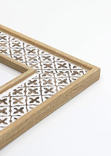 Miniatura 5 de Afuly Marcos de fotos de 8 x 10 pulgadas, marco de fotos bohemio, estilo marroquí, estilo desgastado y elegante, roble con patrón de cruz 3D, marcos