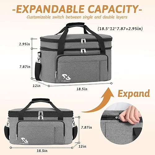 Miniatura 2 de Golkcurx Bolsa de viaje de cocción lenta compatible con olla de cocción lenta y olla de cocción lenta ovalada de 6 a 8 cuartos de galón, portador de