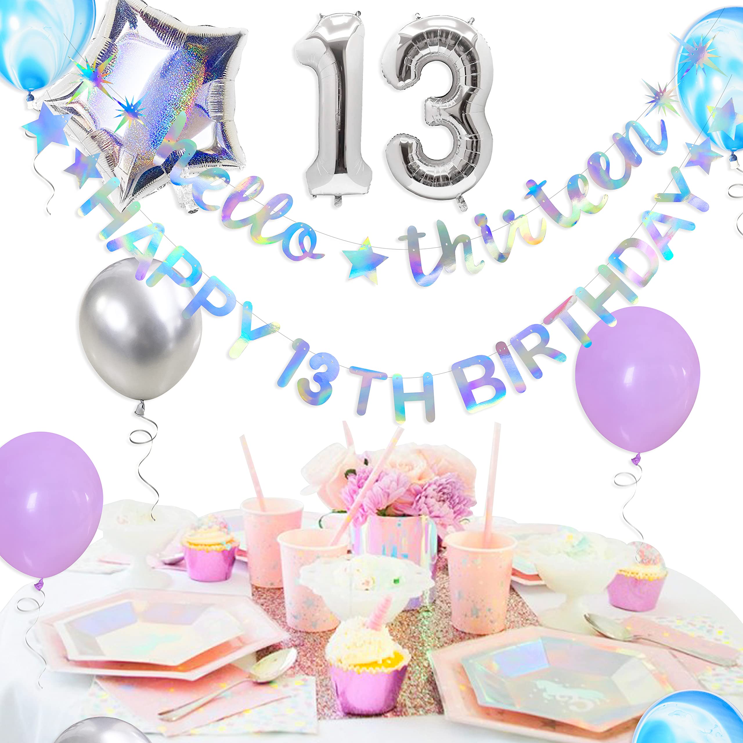 13. Geburtstag Dekoration Lila – Yard Banner, Ballons, Türbanner Für Mädchen-Party