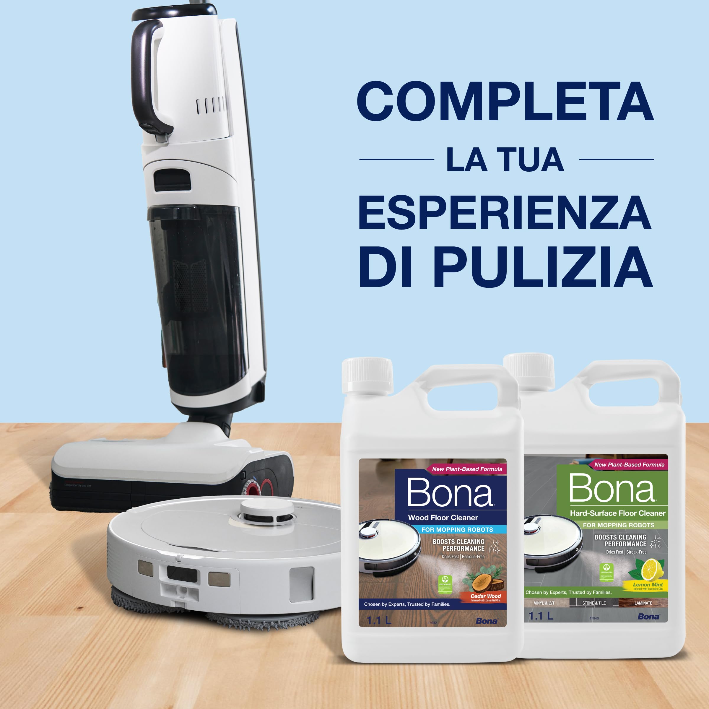 Bona detergente pavimenti legno robot pulitore 1,1 L, aspirapolvere | robot pulitore, robot aspirapolvere, aspirapolvere umido secco, concentrato profumo legno di cedro