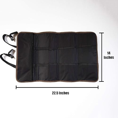 Miniatura 4 de Bolsa de herramientas enrollable para almacenamiento y organización de herramientas, rollo de herramientas resistente con asa y correas de hebilla