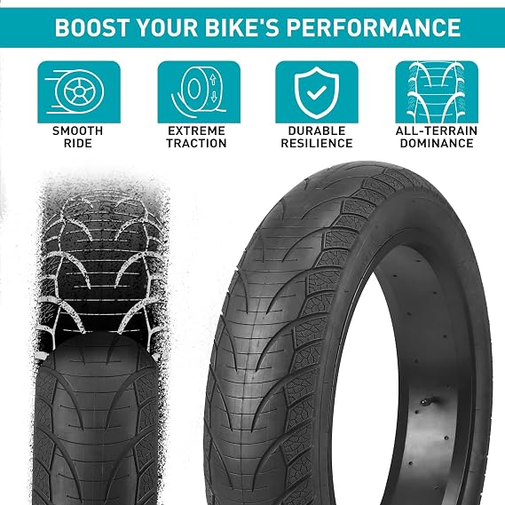1/2パック ファットタイヤ Ebike マウンテン スノーバイク 高耐久 高性能 耐摩耗性 タイヤ 16インチ/20インチ/26インチ x 4インチ ブラック/ブラウン/ホワイト