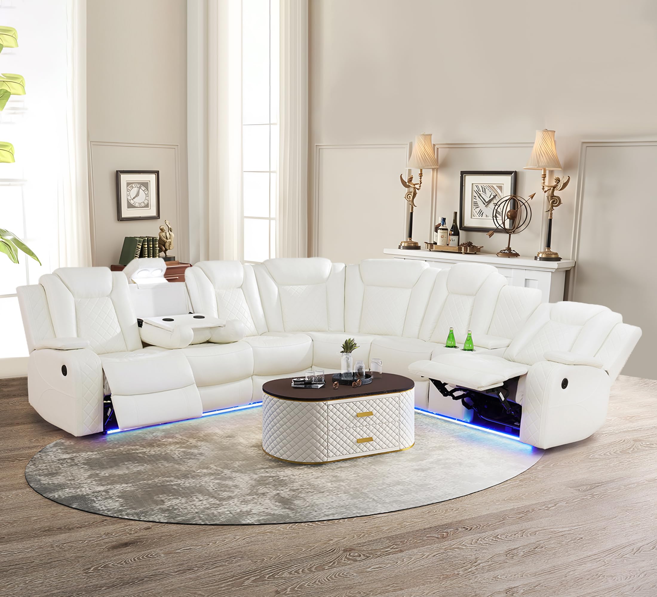 Amazon.com: Plithzy Power Recliner Sectional Sofa with LED