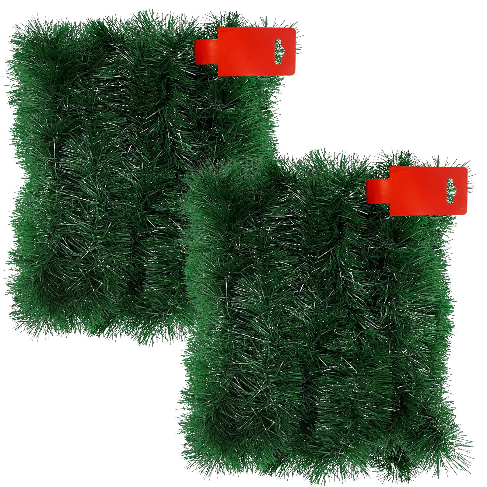 TURNMEON 2 Pack Total 66 Foot Christmas Garlands Greenery Decorations, Each 33 Ft Artificial Soft Green Pine Xmas Garland for Stairs Mantle Fireplace Christmas Decoration Outdoor Indoor Home Holiday