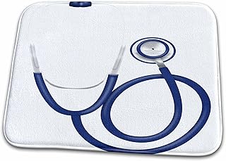 3dRose Blue and White Medical Stethoscope Illustration - Dish Drying Mats (ddm-317932-1)