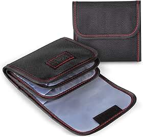 DomeStar Capa de filtro, 2 peças, bolsa de transporte de filtro de lente de câmera com 3 bolsos para fotografia profissional, bolsa de cinto, design resistente à água e poeira para filtros de 25 mm-82