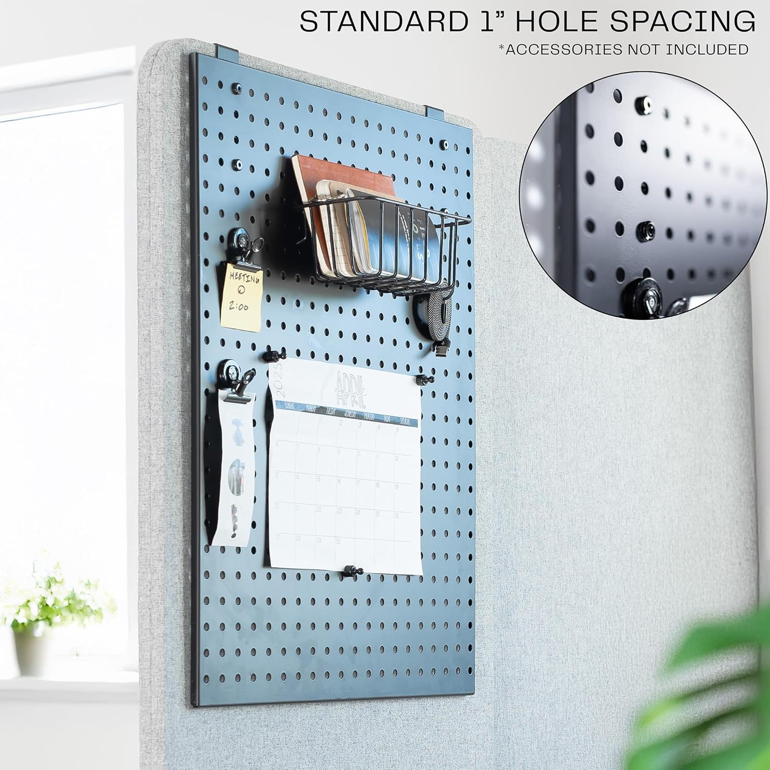 VIVO Steel Hanging Pegboard, 20 x 25 inch Magnetic Peg Board with Clamps Fitting up to 1.9 Inch Surfaces, Accessory Organizer, Black, PP-PB25H
