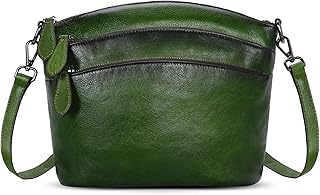 HESHE Crossbody Bags for Women Genuine Leather Purses with Multi-Pockets Vintage Ladies Small Shoulder Satchel Bag