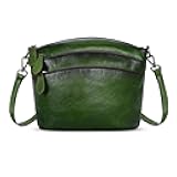 HESHE Crossbody Bags for Women Genuine Leather Purses with Multi-Pockets Vintage Ladies Small Shoulder Satchel Bag