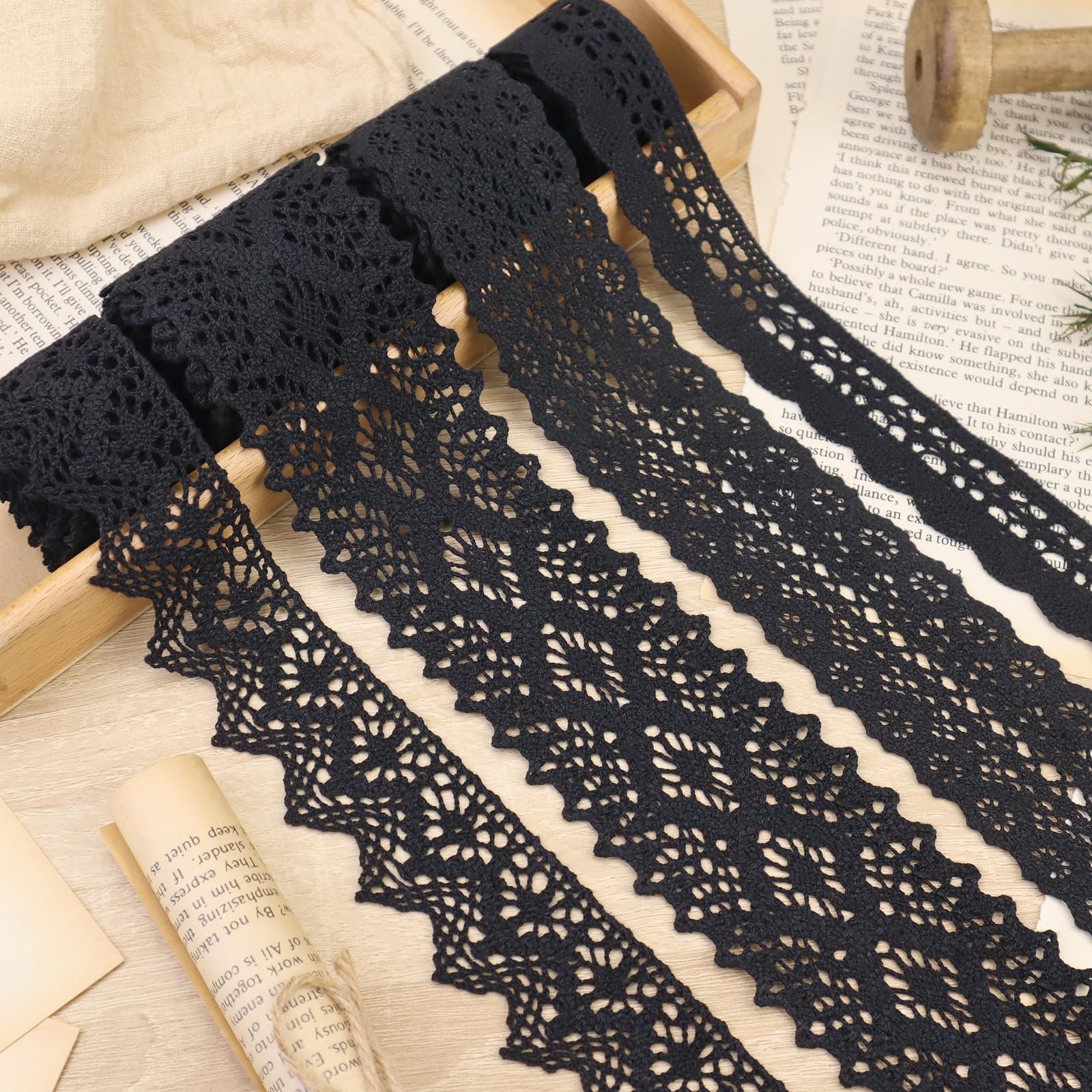 Lace Strp Ribbon Amazon.com: ZNZAKKA Lace Ribbon 8 Yards Black Lace Trim Cotton Crochet ...