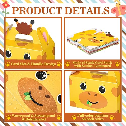 Miniatura 4 de PerKoop Caja de regalo de 24 piezas de animales de safari, caja de regalo de animales de safari de la selva, cajas de regalo de animales de