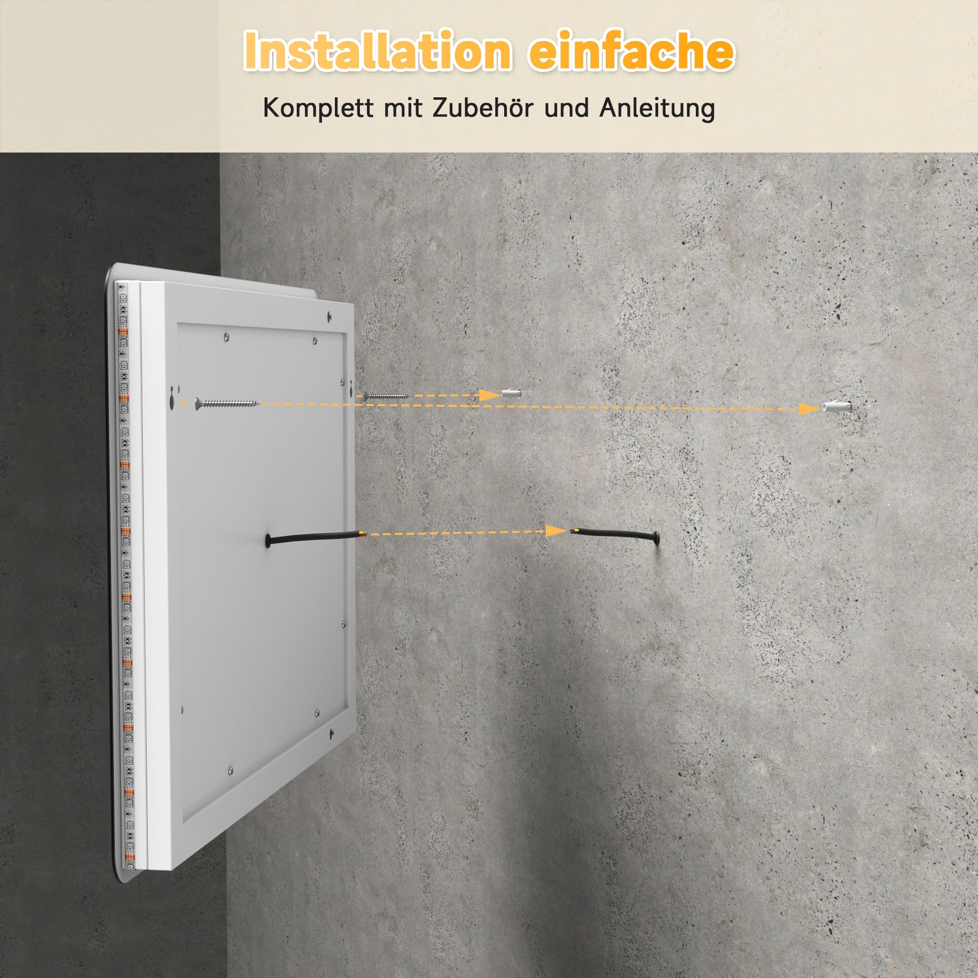 SONNI Specchio da Bagno Illuminato a LED, Specchio da Parete da Bagno 70 x 50cm Moderno, Bianco Freddo Impermeabile IP44 a Risparmio Energetico