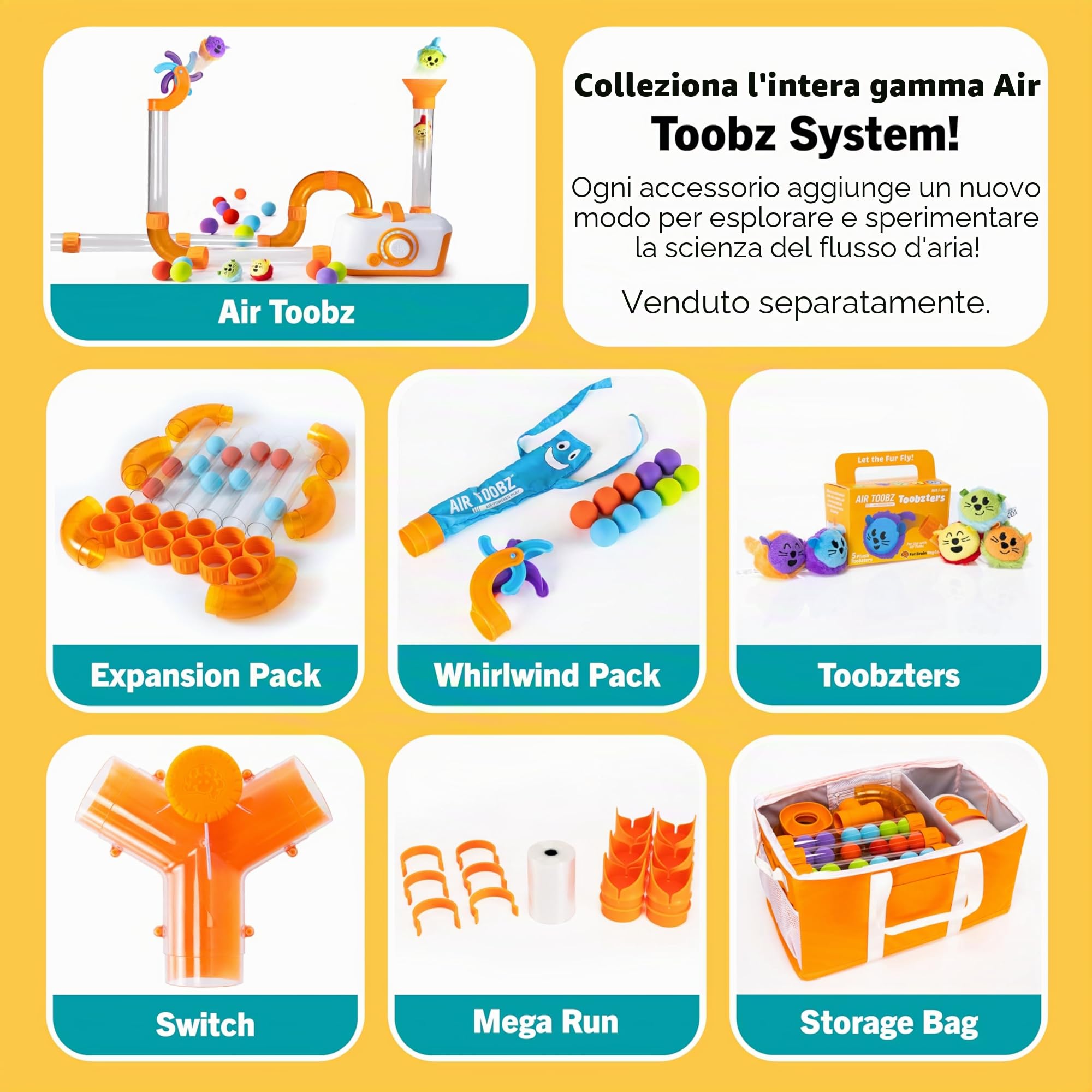Fat Brain Toys Air Toobz – Giocattolo da costruzione STEM ad aria – Bambini e adolescenti