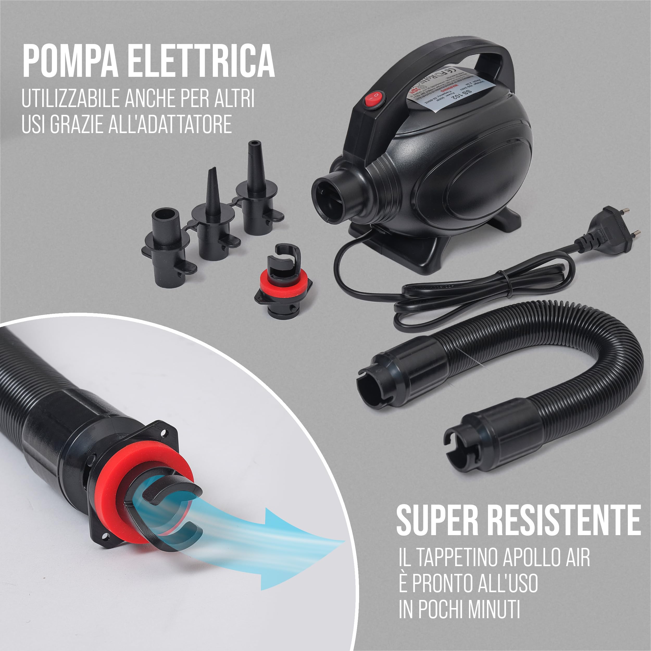 Apollo Air Mat Pro - Materasso ad aria per adulti, utilizzabile anche come materasso per ginnastica per bambini, disponibile nelle lunghezze di 3m e 4m, materasso gonfiabile per ginnastica da casa