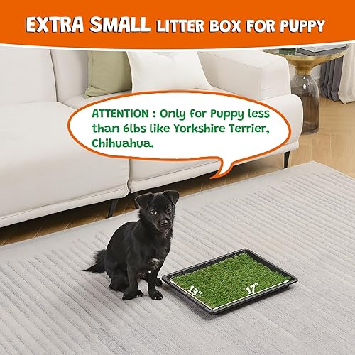 Miniatura 3 de MEEXPAWS Almohadillas para orinar de pasto para perros con bandeja, extra pequeñas de 17 x 13 pulgadas para cachorros de menos de 6 libras, 2