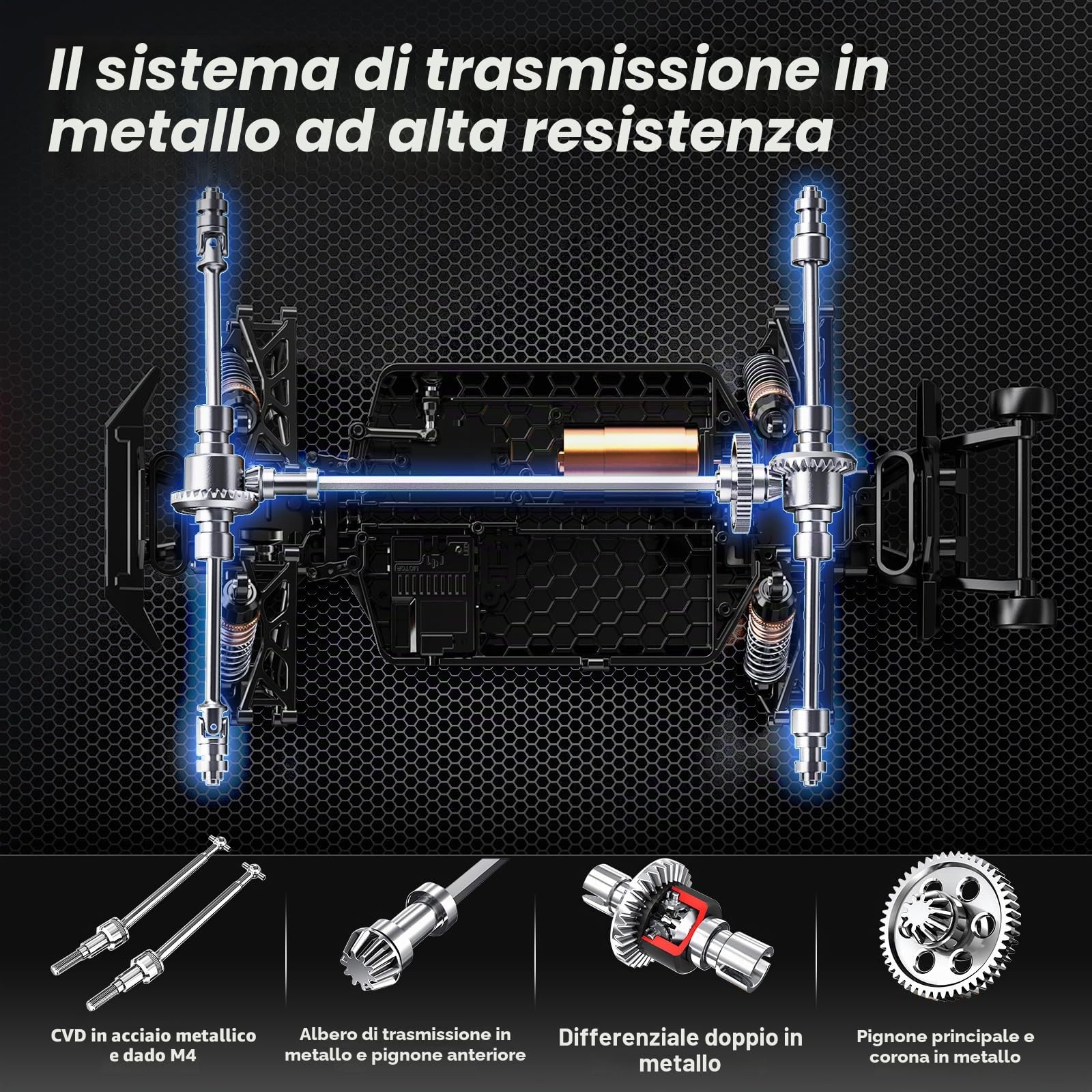 Macchina Telecomandata Professionale Brushless 1:14 per Adulti, RC Car 4WD Elettrica 68 km/h con Ammortizzatori a Olio, 2 Batterie 1500mAh, Macchina Radiocomandata Compatibile con 3S