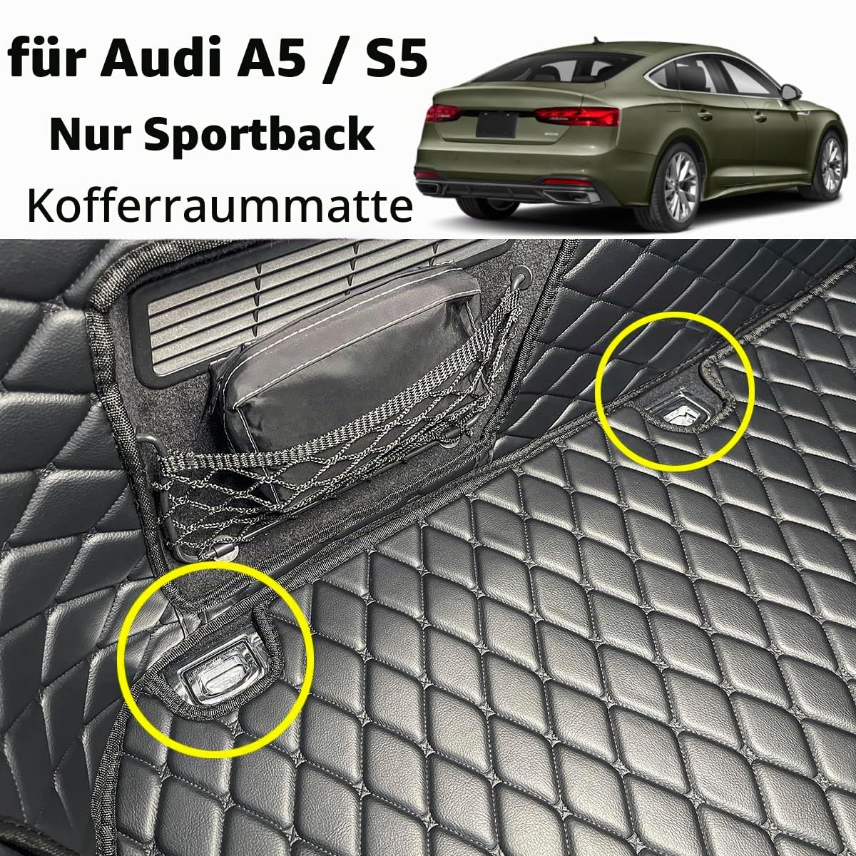 Kofferraumwanne für Audi A5 Sportback 2016-2024 Kofferraummatte | Audi S5 & A5 Viertürer kofferraum schutzmatte
