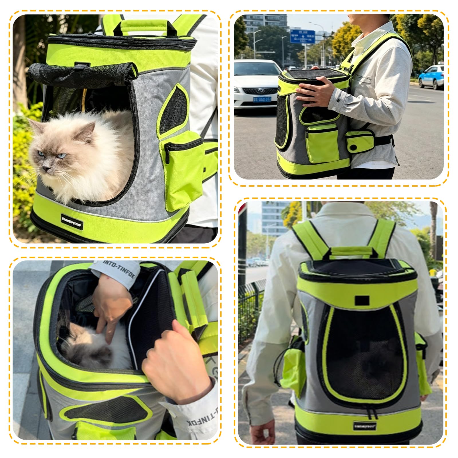 Galatée Mochila para Perros, Gran Capacidad, Tejido Impermeable y Resistente Al Desgaste, Ventilación En Cuatro Direcciones, Bolsa para Mascotas Que Absorbe Los Golpes y Reduce El Peso (Negra)
