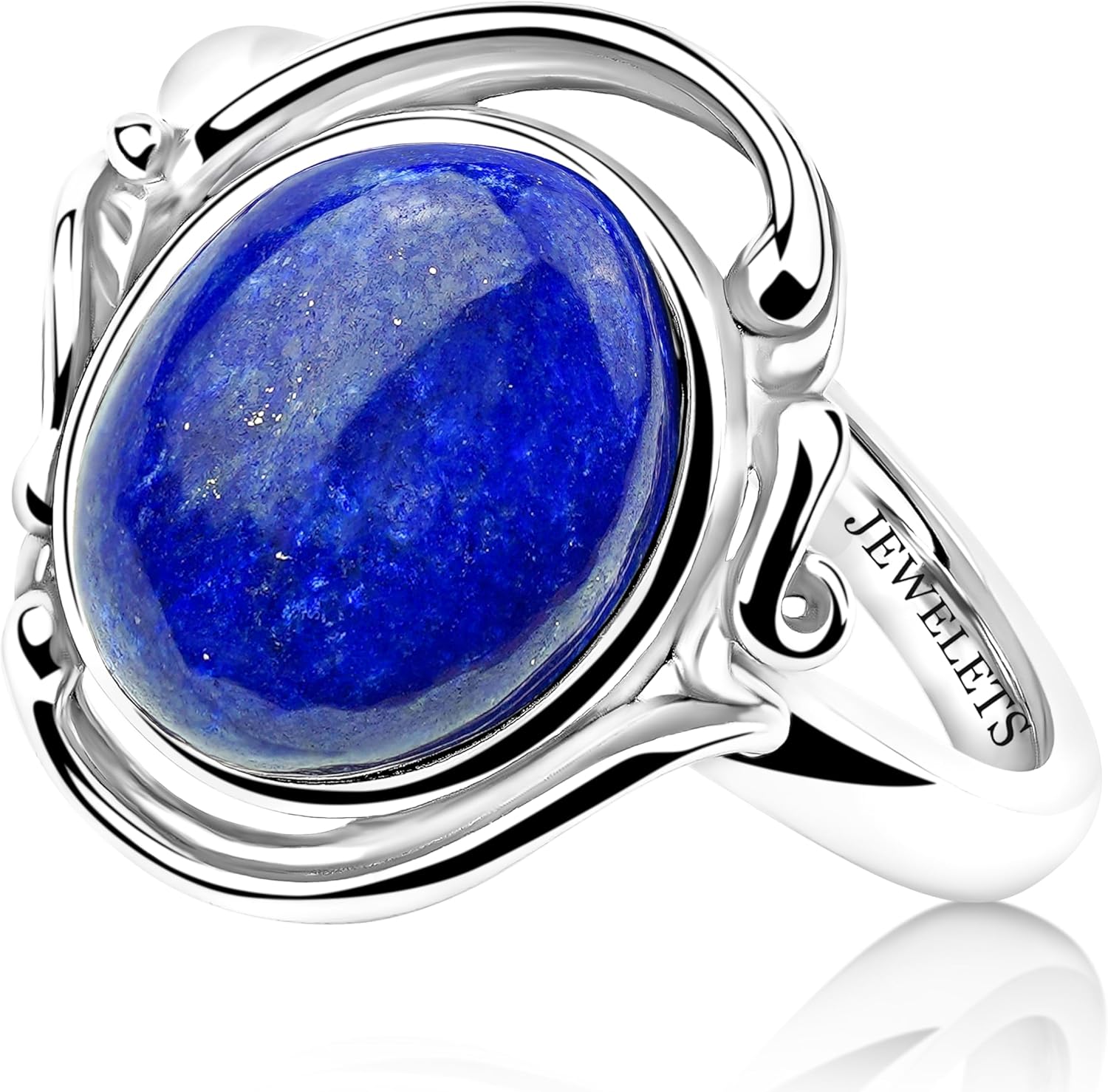 Lapis Lazuli Ring 925 Sterling Silver - Vintage Leaf Decoration, Oval Blue Gemstone 9x11 mm - Handmade Antique Style Jewelry For Women