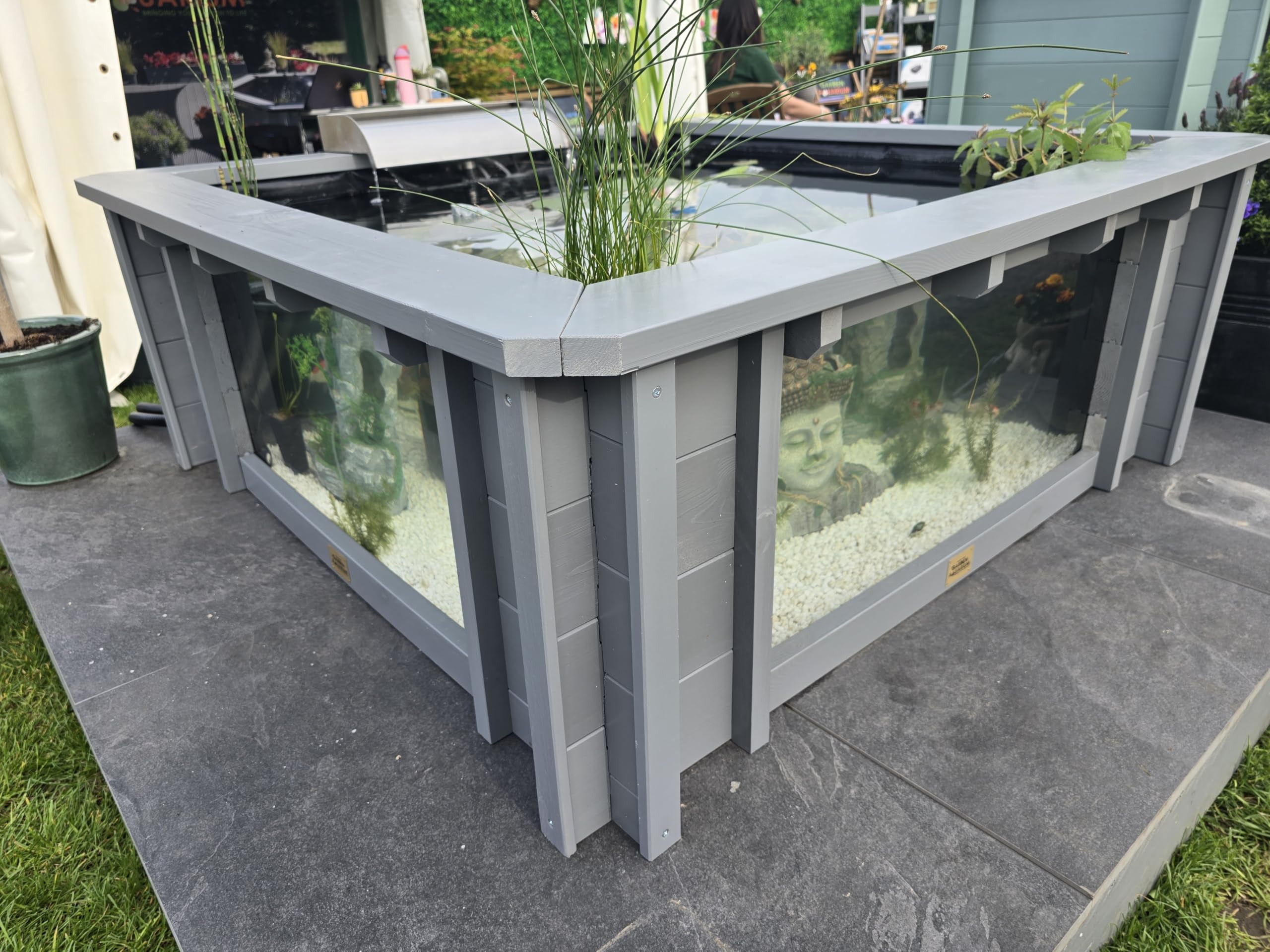 Clear View Garden Aquarium Lotus Bassin de jardin carré surélevé avec fenêtres