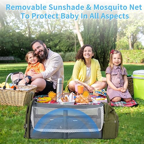 Miniatura 5 de KABAQOO Mochila para pañales con cambiador desmontable, bolsas de pañales de bebé de gran capacidad para niños y niñas, artículos de búsqueda de