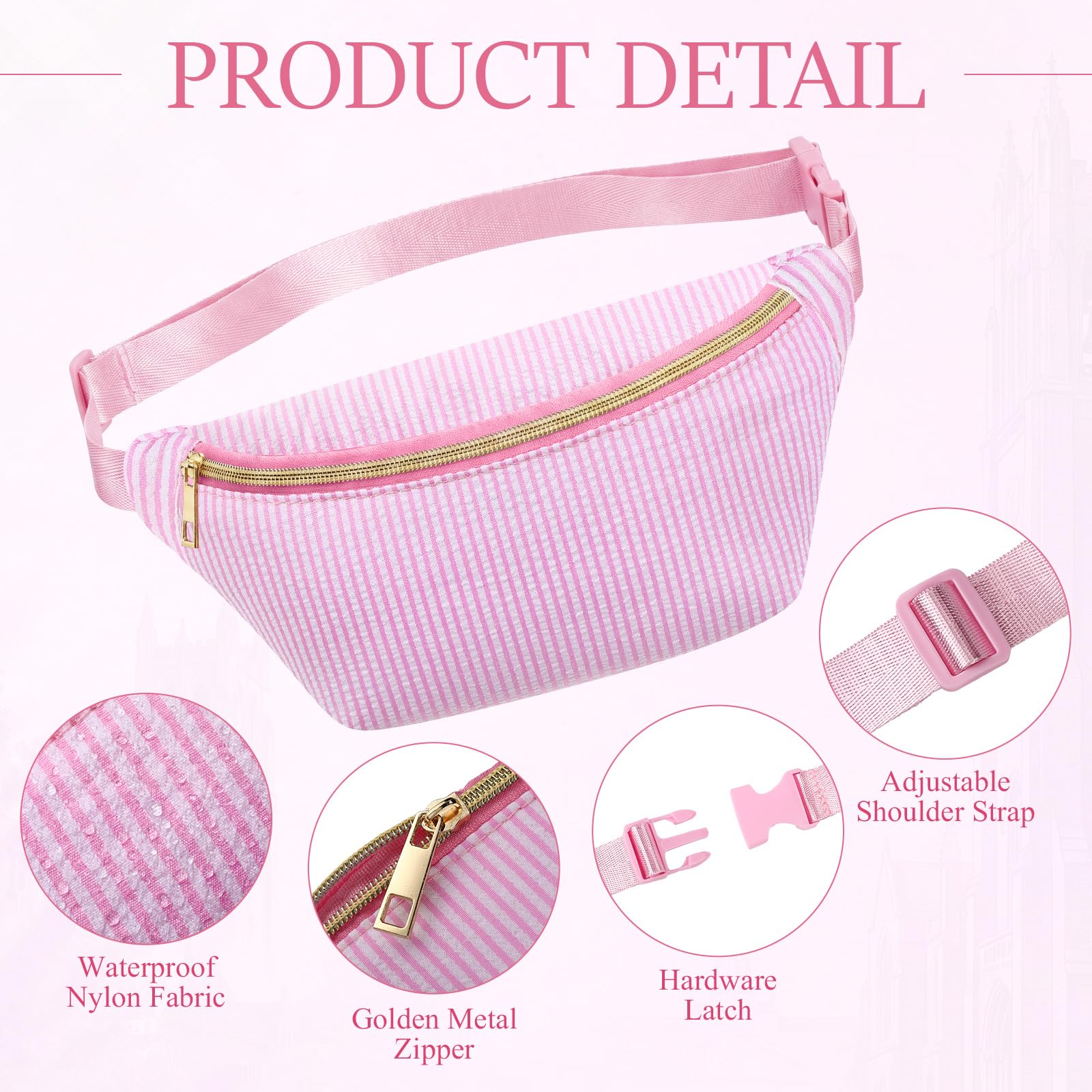 Amylove 9 Stück Bauchtaschen Nylon Hüfttasche Reißverschluss Reise Lauftasche mit verstellbarem Gurt für Damen Herren (Nylon, Rosa)