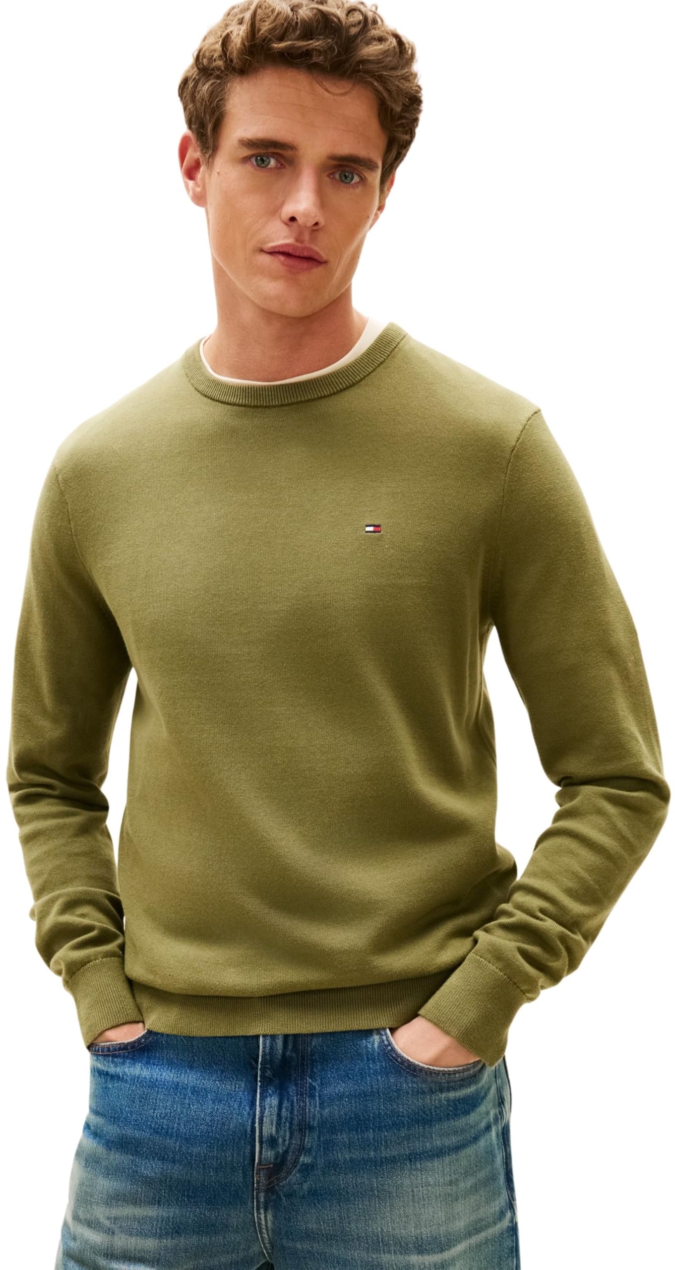 Tommy Hilfiger Herren Pullover Essential Cotton mit Rundhalsausschnitt