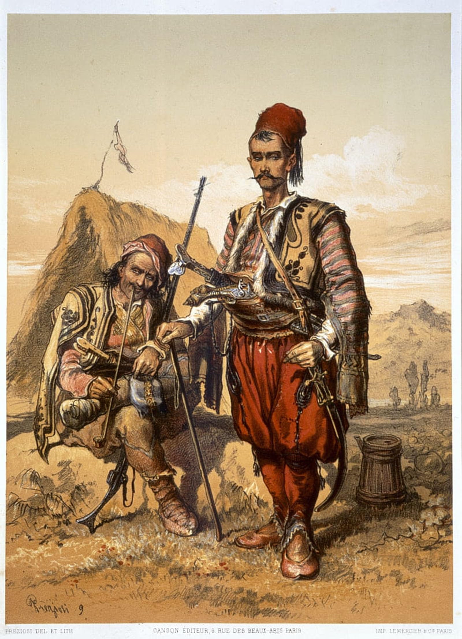 POSTERIIk Vintage Classic Picture Landscape Artwork Turkish Foot Soldiers in the Ottoman by Amadeo Preziosi Portrait Canvas Painting for Office Home Decor 60x90cm