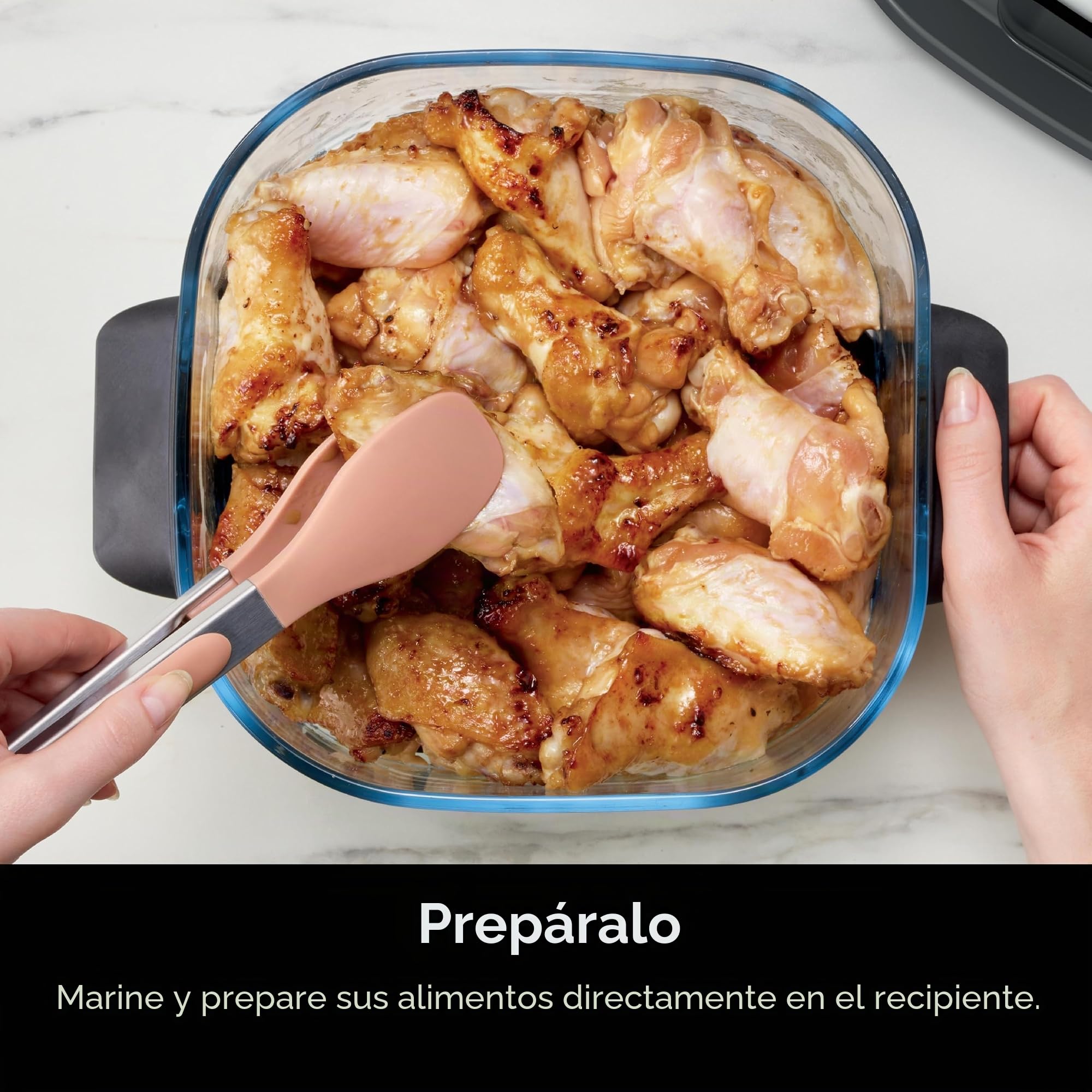 Ninja Contenedor de cristalería TempWare de 4 cuartos con tapa de almacenamiento, sistema de cocción portátil Crispi compatible, apto para microondas, congelador y lavavajillas, superficie de cocción