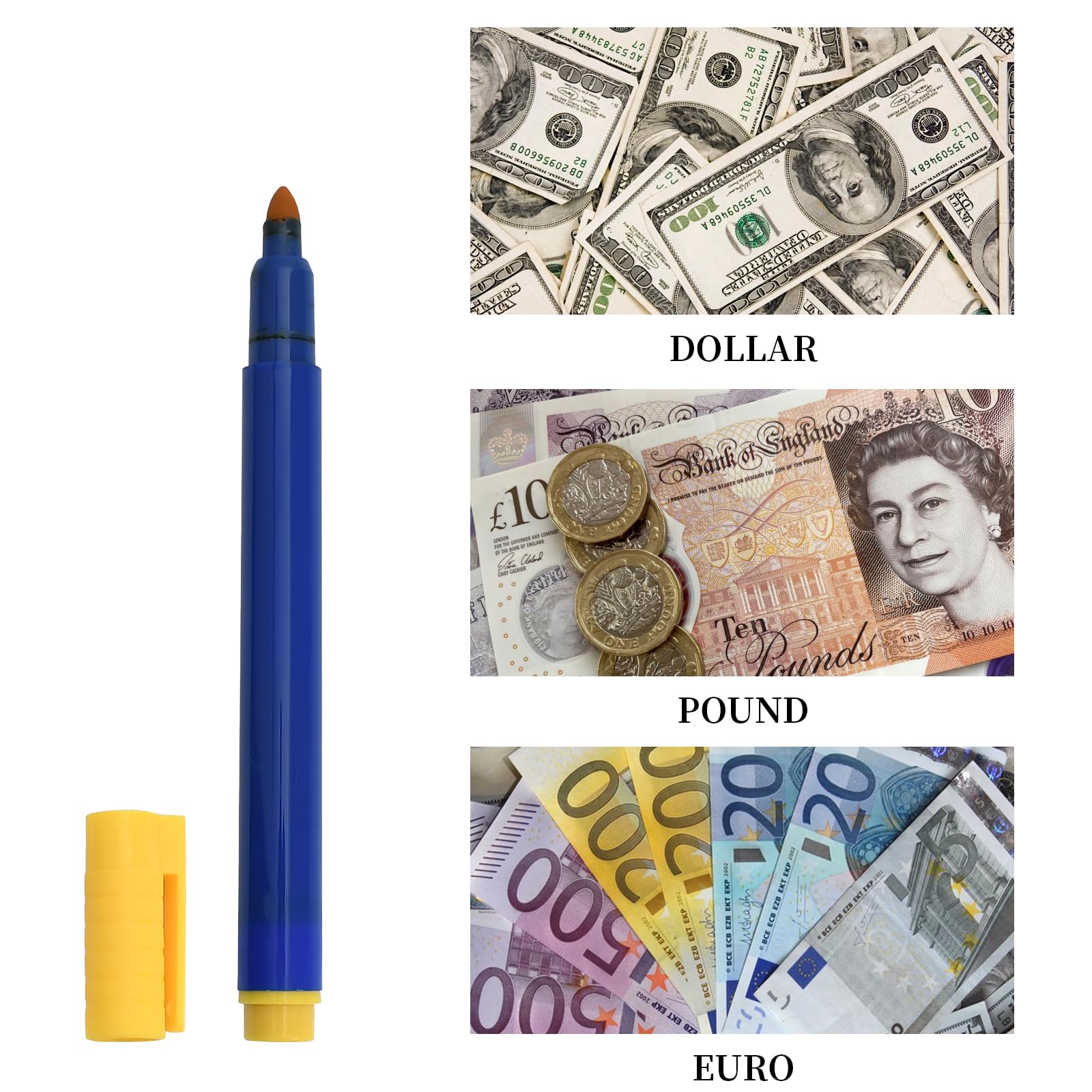 Detector Billetes Falsos Portátil Rotulador Billetes Falsos 10 Piezas
