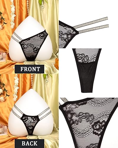 Miniatura 5 de Banamic Ropa Interior de Mujer con Purpurina y Encaje, Ropa Interior Sexy y Transpirable