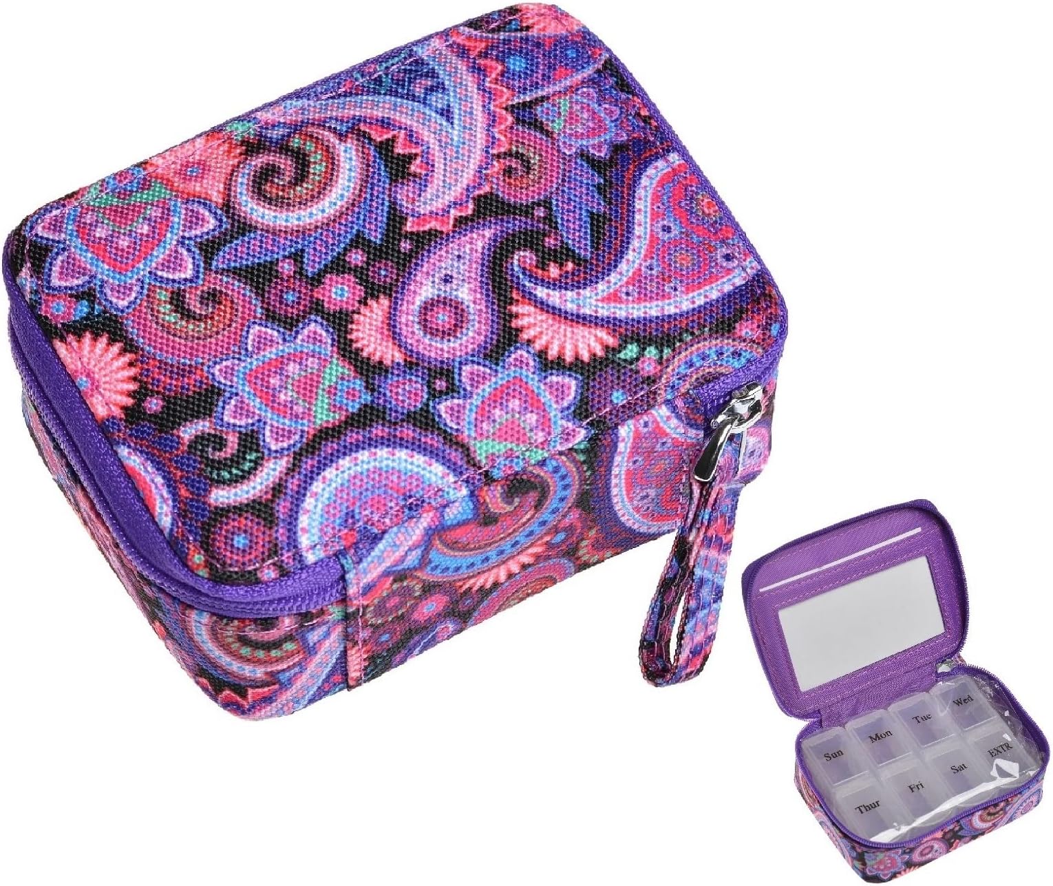 Pill Organizer Case, Weekly Pill Box for Vitamin and Supplement Holder, 7-Day Travel Organizer Medicine Case