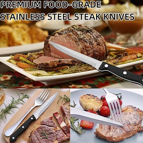 Miniatura 21 de Juego de cubiertos de 49 piezas con organizador, juego de cubiertos de acero inoxidable para 8, tenedores y cucharas, juego de cubiertos con 49