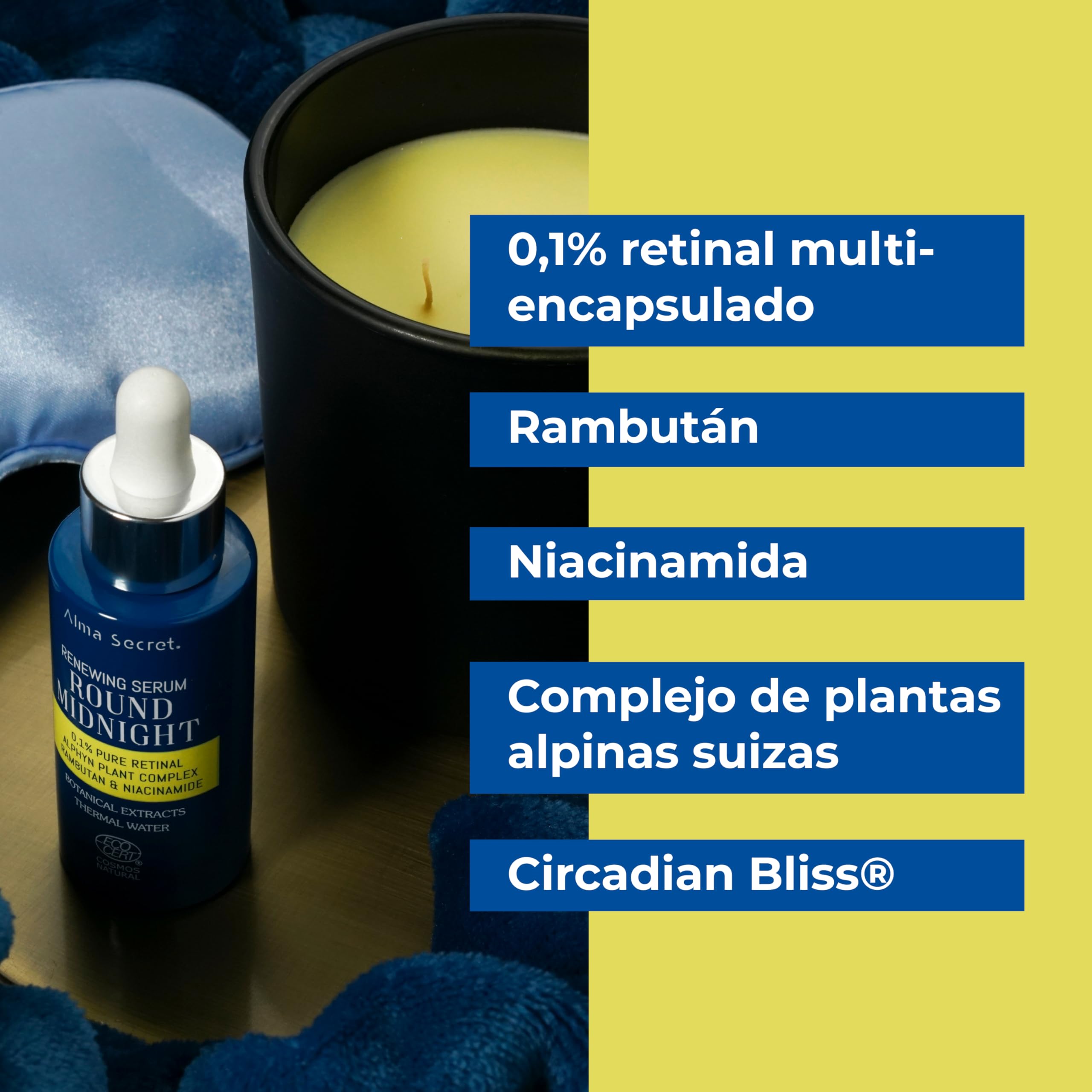 Alma Secret | Sérum Visage au Retinal Pur – Anti-rides, Anti-taches, Illuminateur et Hydratant à la Niacinamide et au Ramboutan – Vegan, Cruelty Free – Soin Anti-Âge de Nuit (Concentration 0,1%)
