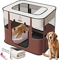 Vista 13 de Corralito para perros con almohadilla impermeable, jaulas portátiles para perros medianos, jaulas para perros de malla transpirable plegable, casa