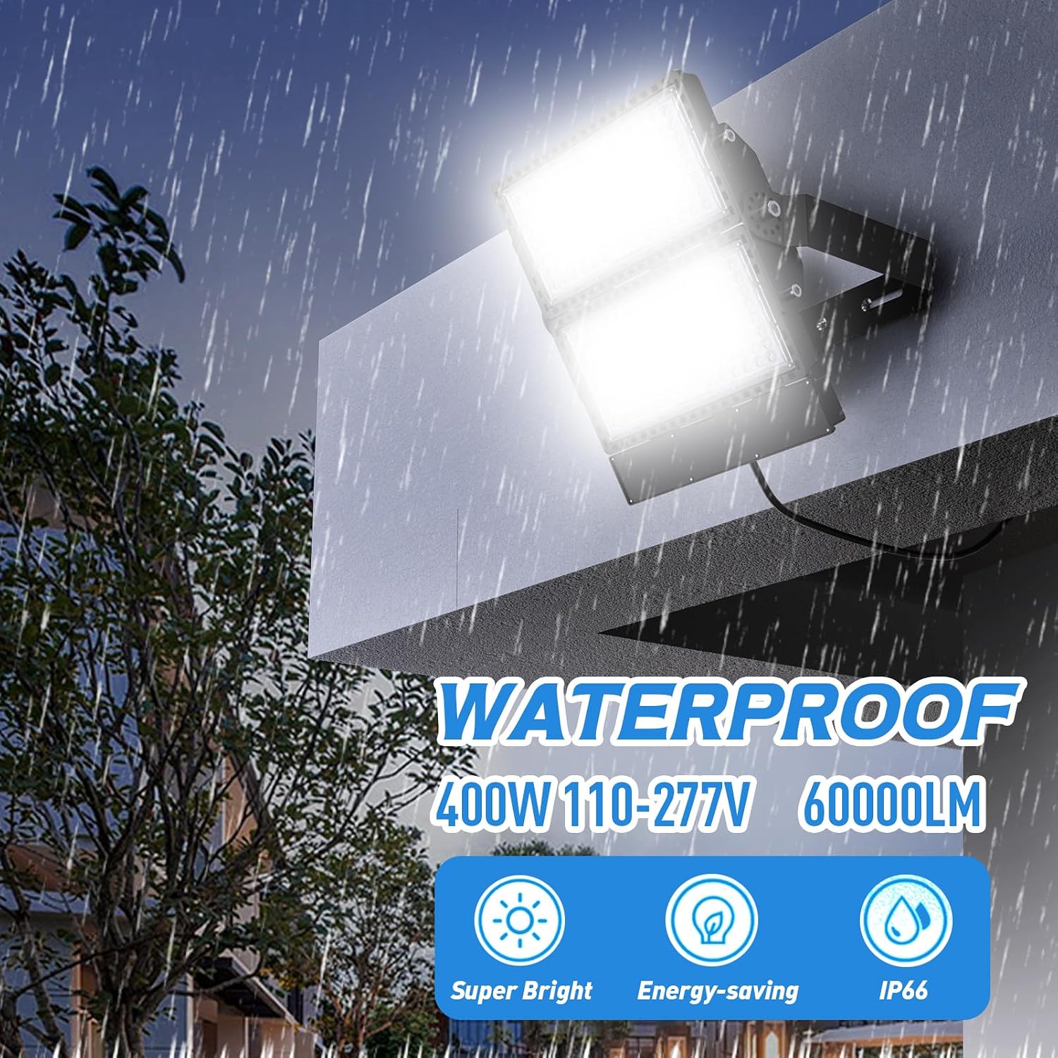 600W LED Stadium Lights,90000LM Flood Light Outdoor for Commercial Square,Arena,Shopping Plaza,Sports Field, Parking lot, Docks,110-277 Volt Input,IP66 Waterproof,ETL Certification